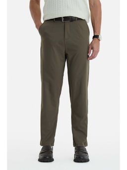 Snitch - Olive Solid Plain Casual Polyester Trouser