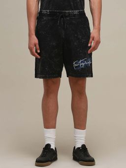 Mufti - Black Solid Plain Casual Cotton Shorts