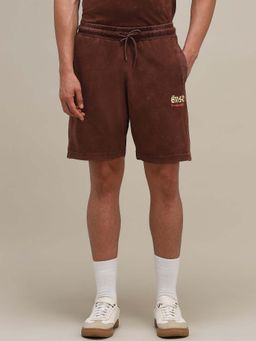 Mufti - Brown Solid Plain Casual Cotton Shorts