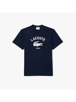 Lacoste - Navy Blue Printed Casual Cotton T-Shirt