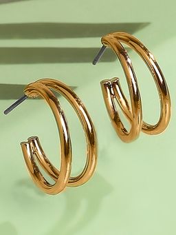 Lilly & Sparkle - Gold-Toned Contemporary Half Hoop Earrings