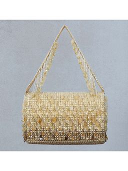 Lovetobag - Opal Flapover Clutch Peerless Gold with Handle