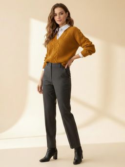 Trenbee - Mustard Wool Blend Textured Sweater