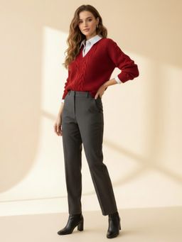 Trenbee - Red Wool Blend Textured Sweater