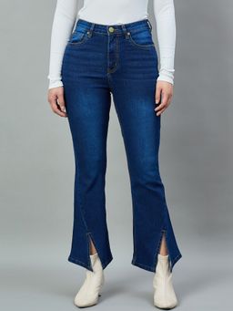 Style Quotient - Mid Blue Wide Leg High-Rise Stretchable Jeans