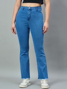 Style Quotient - Mid Blue Boot Cut High-Rise Stretchable Jeans
