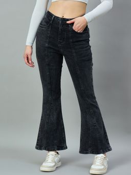 Style Quotient - Flare Fit High-Rise Stretchable Black Jeans