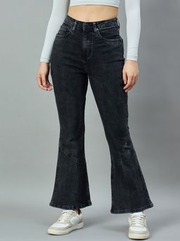 Style Quotient - Black Flare Fit High-Rise Stretchable Jeans