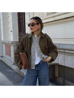 MISS MOSA BY AKANKSHA - Alex Premium Oversized Woolen Olive Jacket