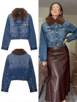 MISS MOSA BY AKANKSHA - Despina Fur Denim Jacket Blue