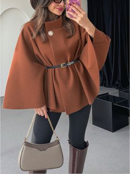 MISS MOSA BY AKANKSHA - Donatella Winter Brown Cape with Belt
