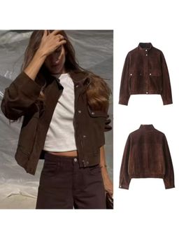 MISS MOSA BY AKANKSHA - Edith Winter Suede Brown Jacket