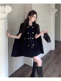 MISS MOSA BY AKANKSHA - Gabrie Winter Black Cape with Belt