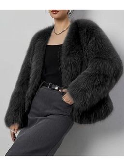 MISS MOSA BY AKANKSHA - Melina Crop Winter Fur Black Cape