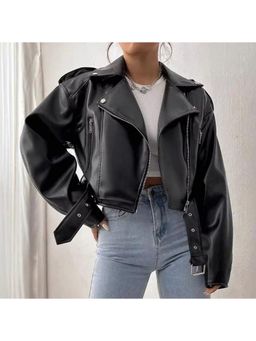 MISS MOSA BY AKANKSHA - Teodora Leather Black Jacket with Belt