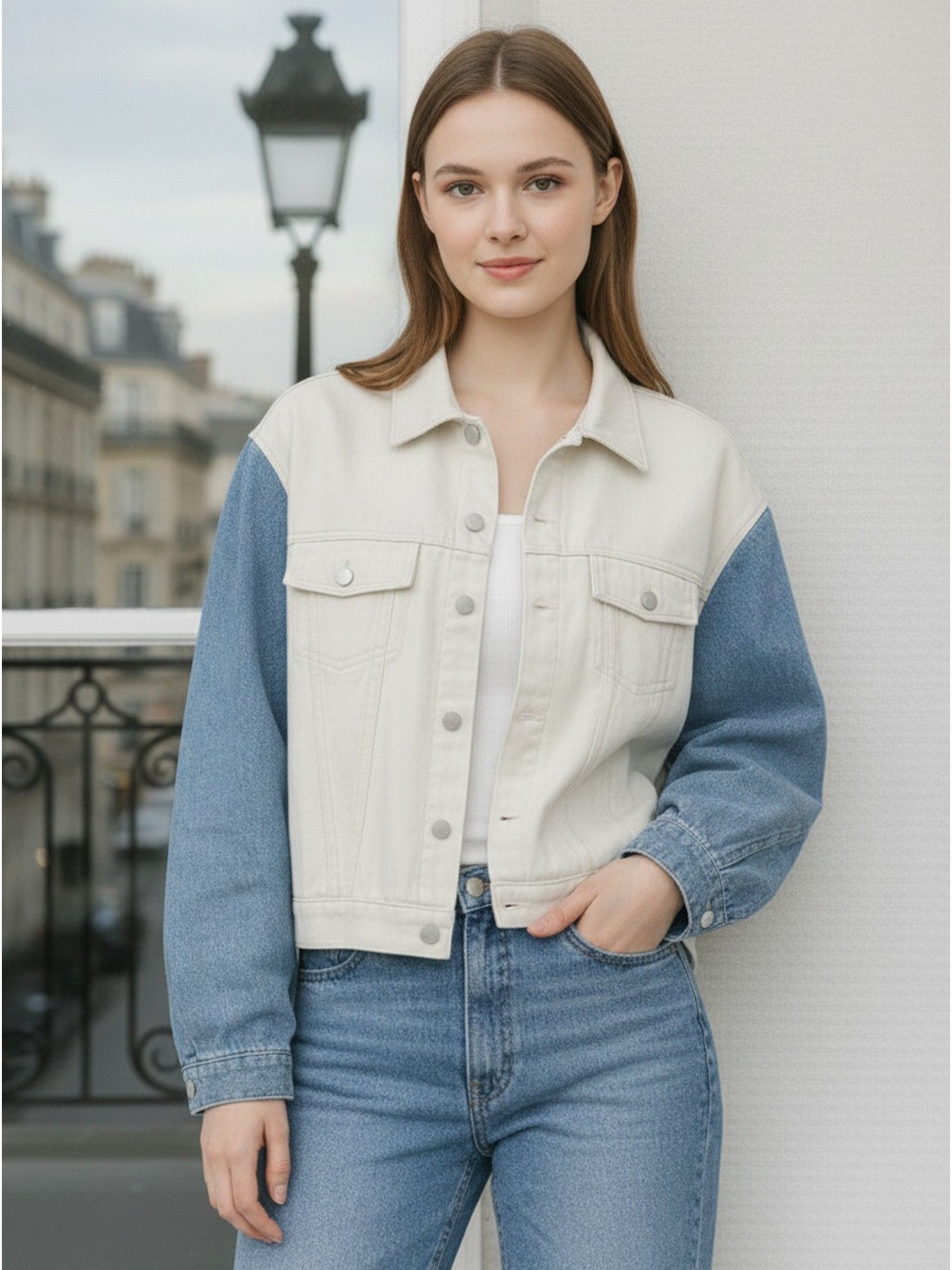 Valeria Woolen Denim Beige Jacket-picture-10