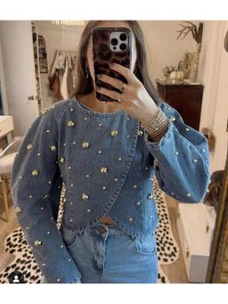 MISS MOSA BY AKANKSHA - Yasmin Embellished Blue Denim Jacket