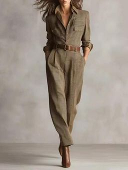MISS MOSA BY AKANKSHA - Sarah Olive Jumpsuit with Belt