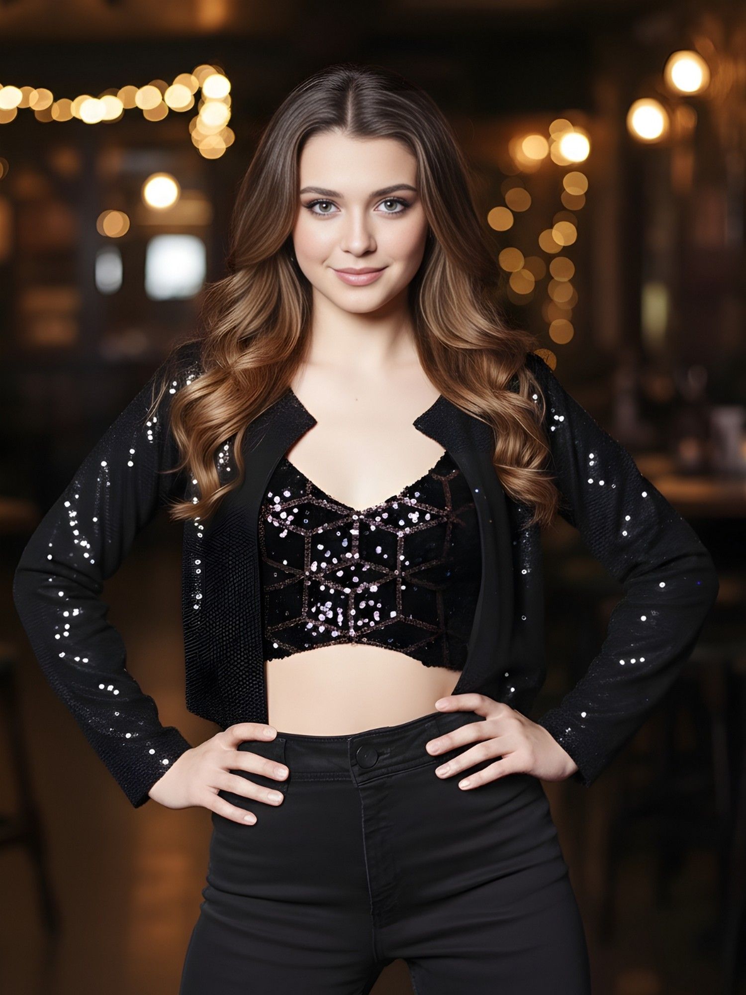 sera Black Sequence Front Open Party Shrug-picture-18