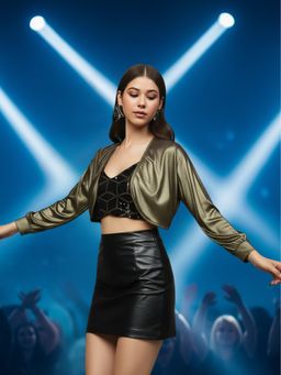 Sera - Stylish Shimmer Gold Crop Shrug