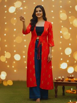 Sera - Festive Red Printed Shrug