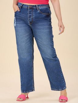 Turning Blue - Straight Fit High-Rise Low Distress Light Fade Jeans