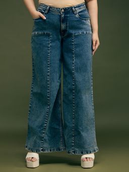 Turning Blue - High Rise Extra Wide Tint Blue Jeans