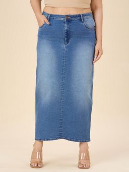 Turning Blue - Cotton Lycra Solid Maxi Skirt
