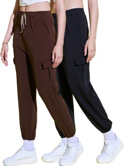 Buynewtrend - Lycra Blend Relaxed Fit Joggers Pant (Pack of 2)