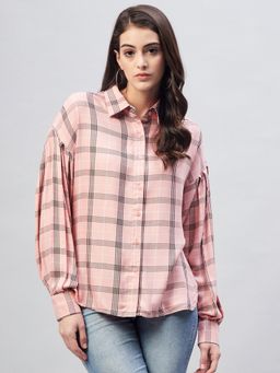 Marie Claire - Women Casual Regular Fit Checked Full Sleeves Spread Collar Shirt
