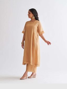 Vaaya - The Gold Silk Tissue Chanderi Ensemble Kurta with Pant