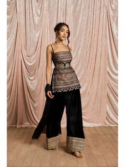 Saanjh by Lea - Kohra Black Embroidered Velvet Kurti with Salwar and Dupatta