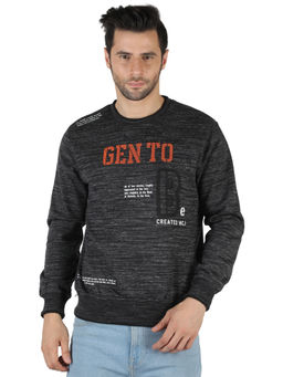 Monte Carlo - Men Black Cotton Blend Sweatshirt