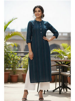 Libas - Teal Stripes Woven Kurta