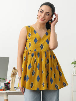 Gerua By Libas - Yellow Printed Tunic