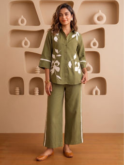 Autumnlane - Olive Floral Embroidered Co-Ord Set