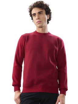 ColorPlus - Regular Fit Printed Medium Red Sweatshirt
