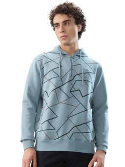 ColorPlus - Regular Fit Printed Medium Blue Sweatshirt