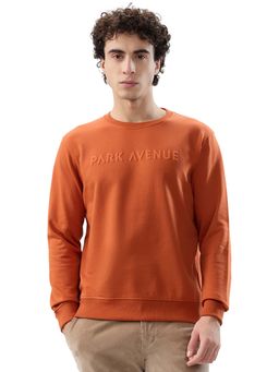 Park Avenue - Slim Fit Solid Dark Orange Sweatshirt