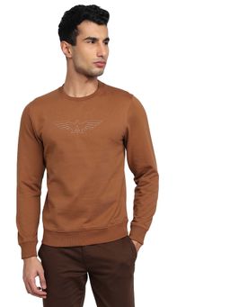 Park Avenue - Slim Fit Solid Dark Brown Sweatshirt
