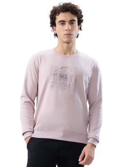 Park Avenue - Slim Fit Printed Medium Lavender Sweatshirt
