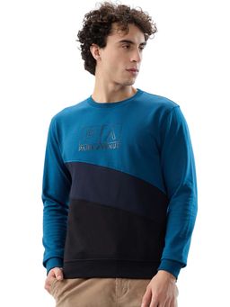 Park Avenue - Slim Fit Cut and Sew Dark Petrol Sweatshirt