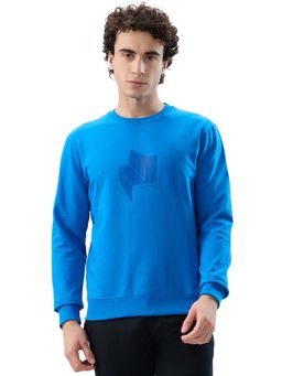 Park Avenue - Slim Fit Printed Dark Blue Sweatshirt
