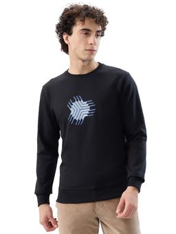Park Avenue - Slim Fit Printed Black Sweatshirt