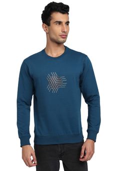 Park Avenue - Slim Fit Printed Dark Petrol Sweatshirt