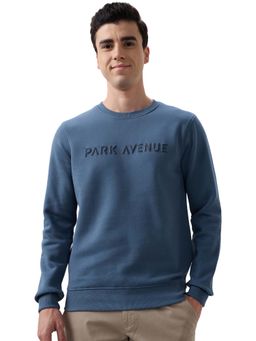 Park Avenue - Slim Fit Solid Dark Blue Sweatshirt