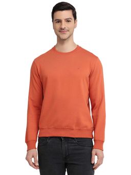 Raymond - Regular Fit Solid Dark Orange Sweatshirt