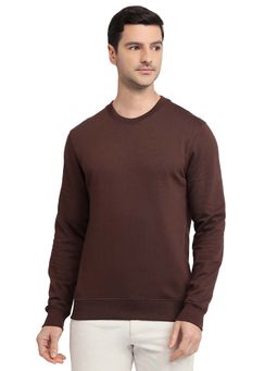 Raymond - Regular Fit Solid Dark Brown Sweatshirt