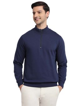 Raymond - Regular Fit Solid Dark Blue Sweatshirt