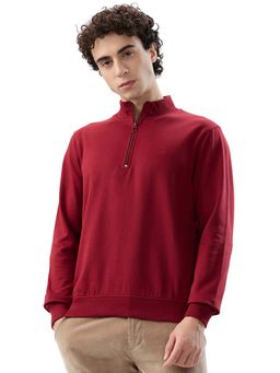 Raymond - Regular Fit Solid Dark Maroon Sweatshirt